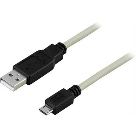 Deltaco USB 2.0 kabel Typ A ha - Typ Micro B ha 5-pin 0,25m grå/svart