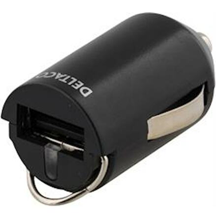 DELTACO billaddare, 1A, 1x USB Type A, 12-24V DC input,