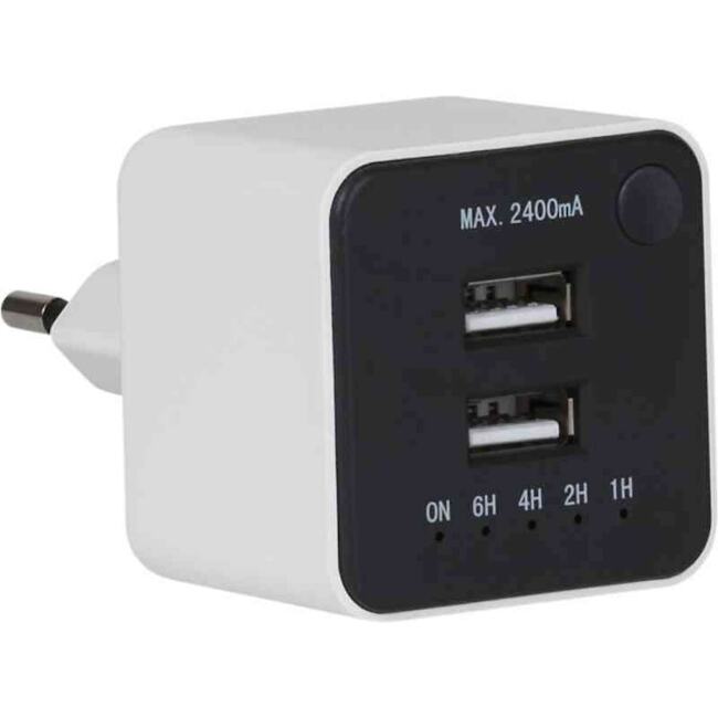 USB-laddare med timer 2-vgs max 2400mA
