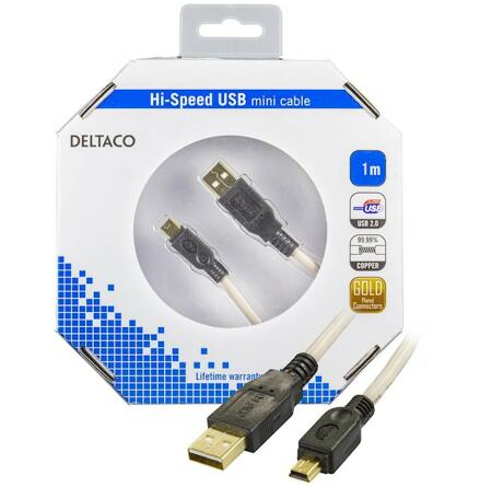Deltaco USB 2.0 kabel Typ A ha - Typ Mini B ha 1m