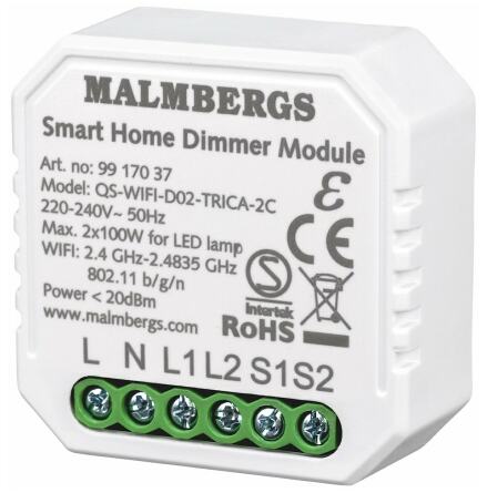 Malmbergs Wi-Fi dosdimmer 2-kanal kron 2x100W LED