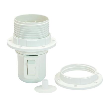 Lamphållare E27 gängad vit med strömbrytare