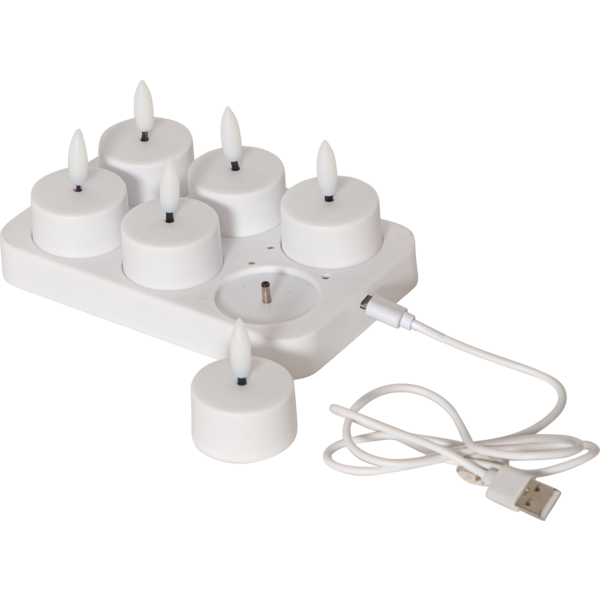 LED Värmeljus 6-pack Flamme Charge USB