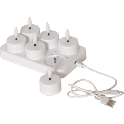LED Värmeljus 6-pack Flamme Charge USB