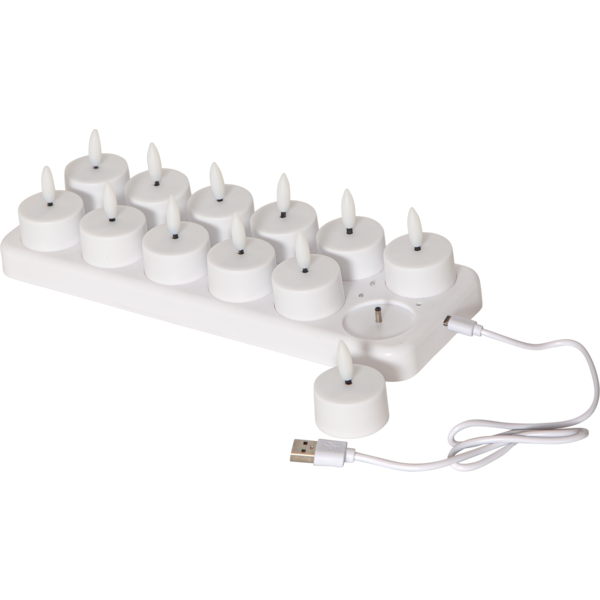 LED Värmeljus 12-pack Flamme Charge USB