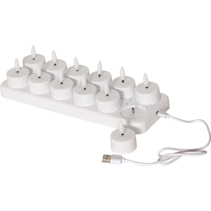 LED Värmeljus 12-pack Flamme Charge USB