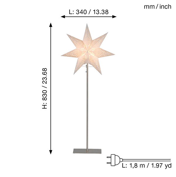 Stjärna Sensy på fot 83cm hög 34cm stjärna
