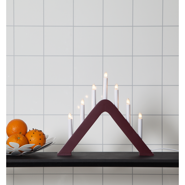 Ljusstake Jarve röd rund 7 ljus 36cm hög