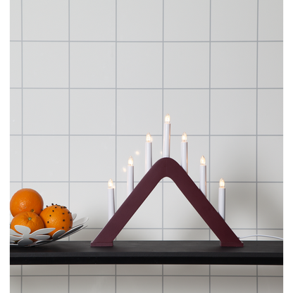 Ljusstake Jarve röd rund 7 ljus 36cm hög