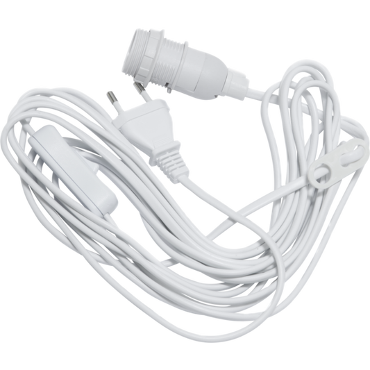 Sladdställ E14 Basic 5m vit ringfäste