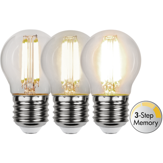 LED litet klot 3-steg minne 4.2W 470lm 3000K E27