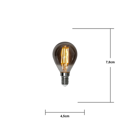 LED litet klot smoke softglow 3-steg minne 2,9W 150lm 2200K E14