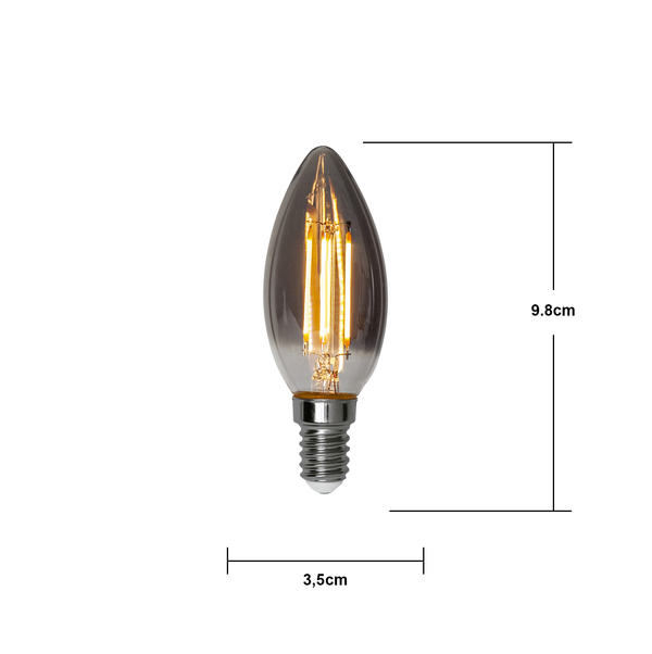 LED kronljus smoke softglow 3-steg minne 2,9W 150lm 2200K E14