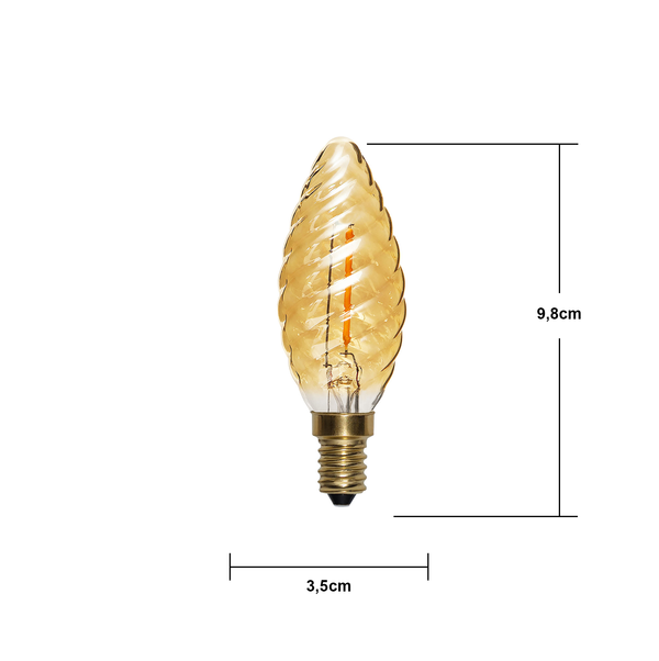 LED vridet kronljus amber softglow 0,8W 70lm 2100K E14