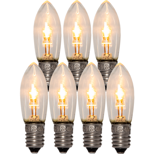 Topplampa LED klar 7-pack 10-55V 0,5W 2000K E10