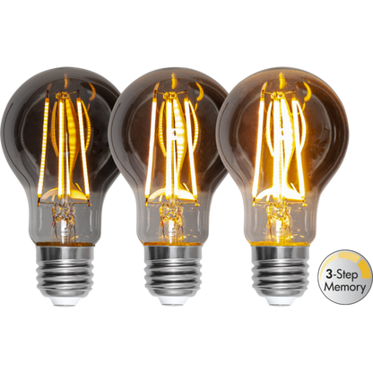 LED normalform smoke softglow 3-steg minne 3,9W 40-260lm 2200K E27