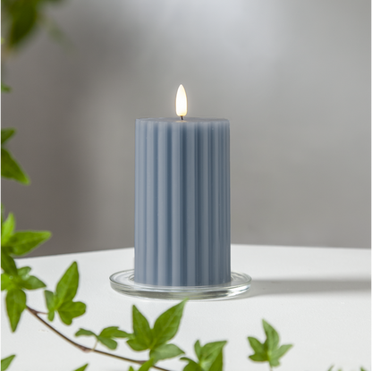 LED blockljus Flamme stripe blå 15cm timer 2xAA