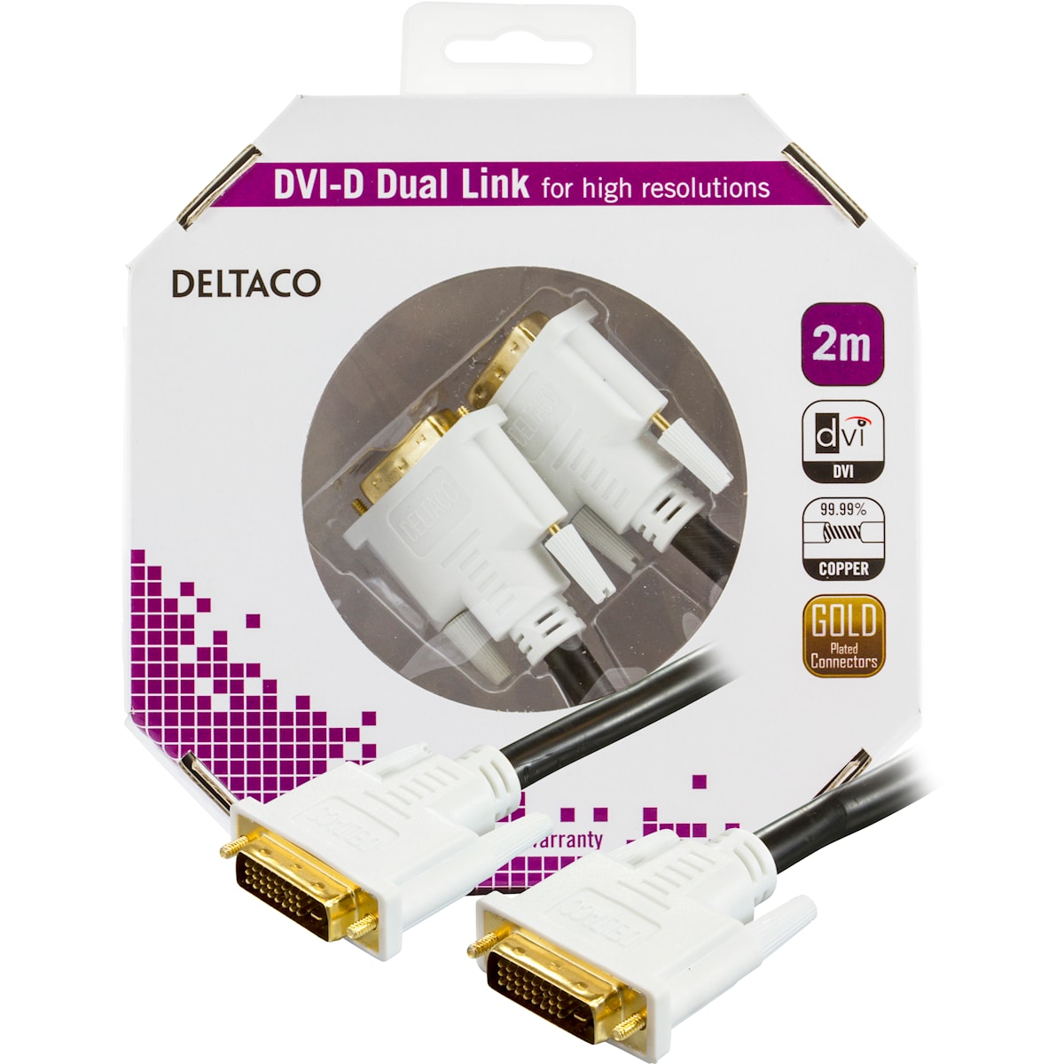 DVI monitorkabel Dual Link, hane - hane 2m