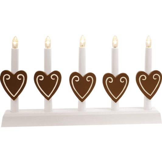 Ljusstake Mor Anna brun-vit 5 ljus 21cm hög