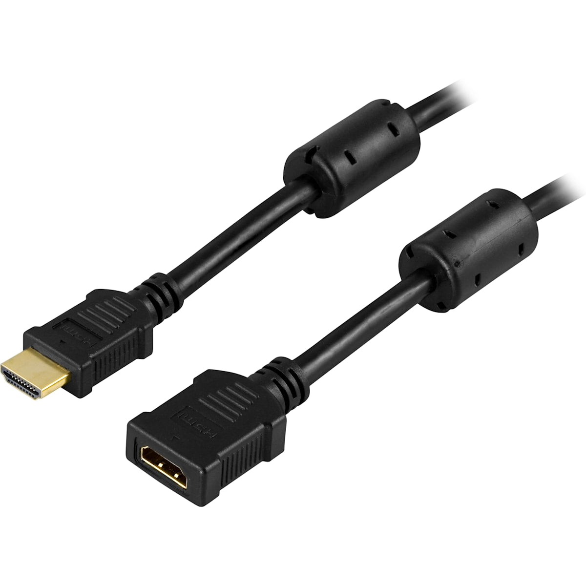 HDMI förlängningskabel, 4K 60hz, HDMI Type A ha - ho, 2m, svart