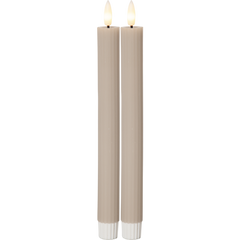 Antikljus Flamme stripe beige 2-pack