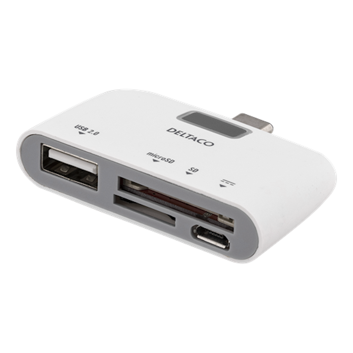 Deltaco USB-C SD-kortläsare vit